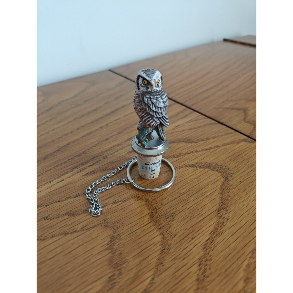 Vintage WTU Owl Metal Wine Bottle Stopper Barware Collectible